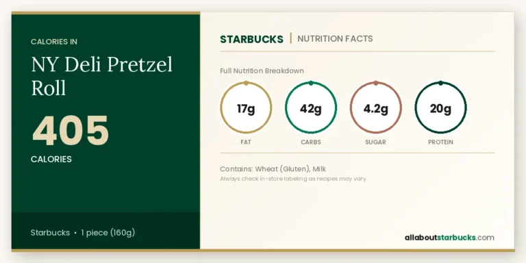 Calories In Starbucks Ny Deli Pretzel Roll 5 Starbucks ny deli pretzel roll nutrition facts calories, fat, carbs, sugar, and protein