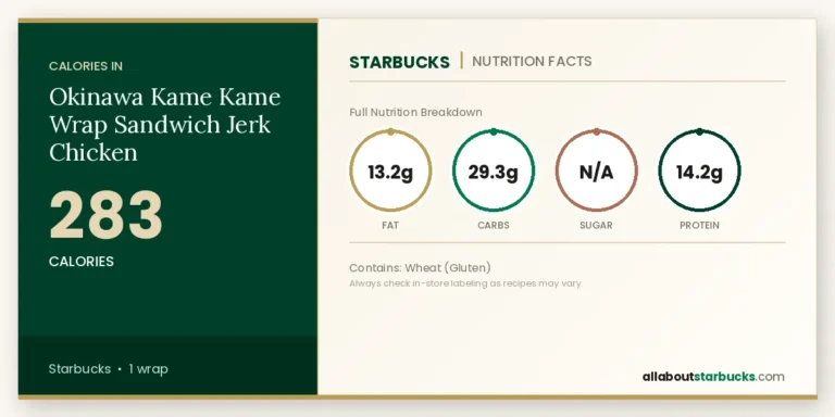 Starbucks okinawa kame kame wrap sandwich jerk chicken nutrition facts and calories