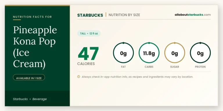 Calories in starbucks pineapple kona pop ice cream nutrition facts