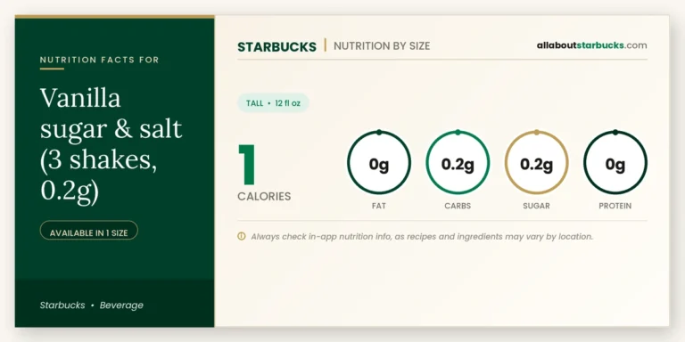 Calories in starbucks vanilla sugar salt nutrition facts