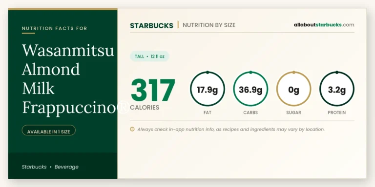 Starbucks wasanmitsu almond milk frappuccino nutrition facts and calories